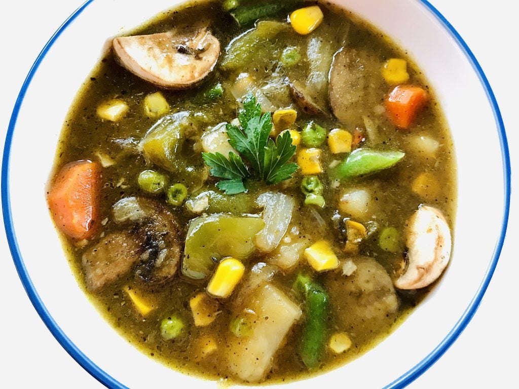 vegetable stew close up in bowl