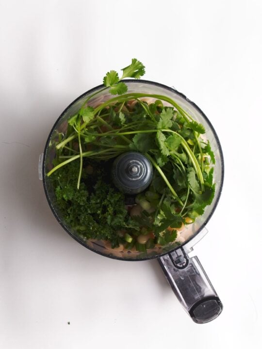 hummus ingredients in the food processor